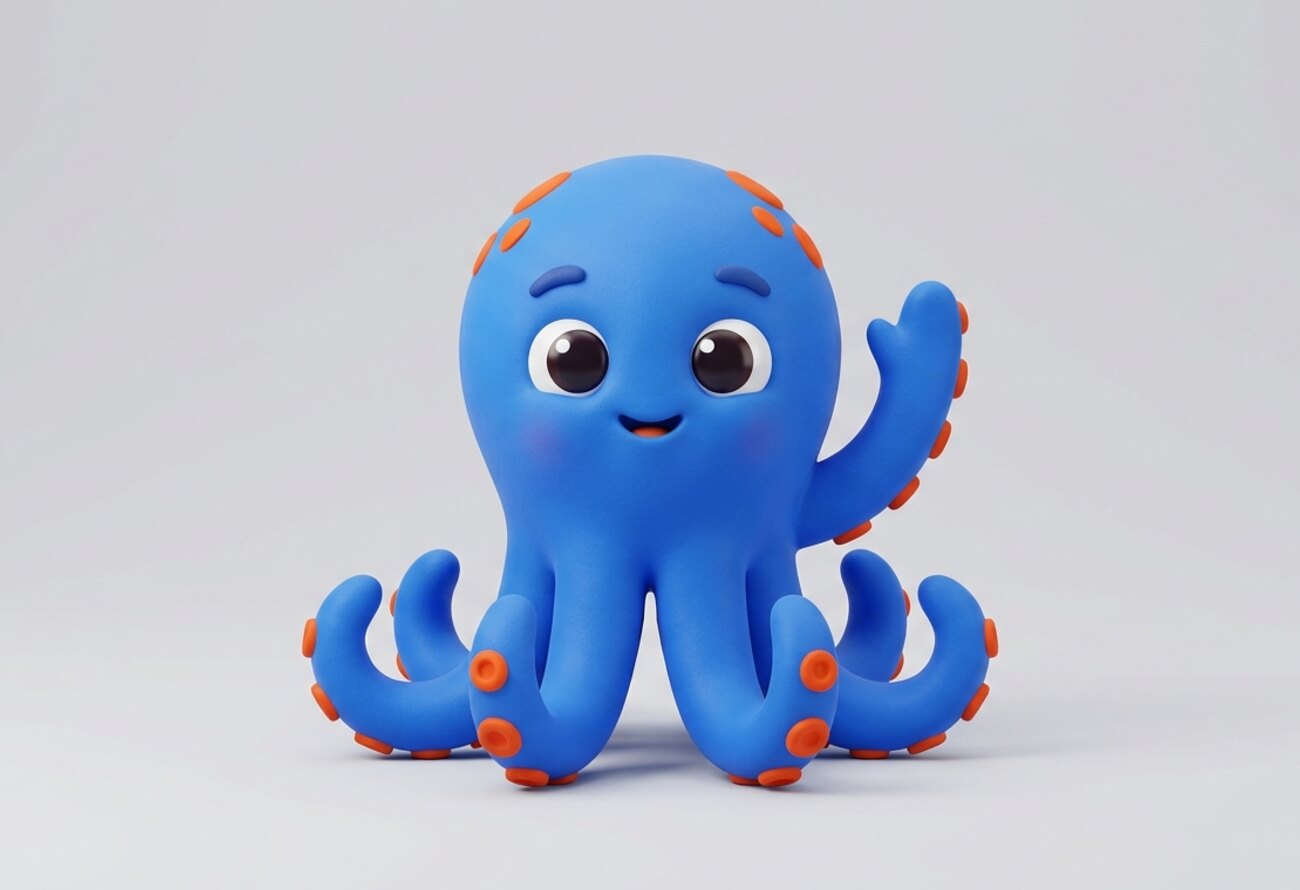 Maskot inetio — modrá chobotnice